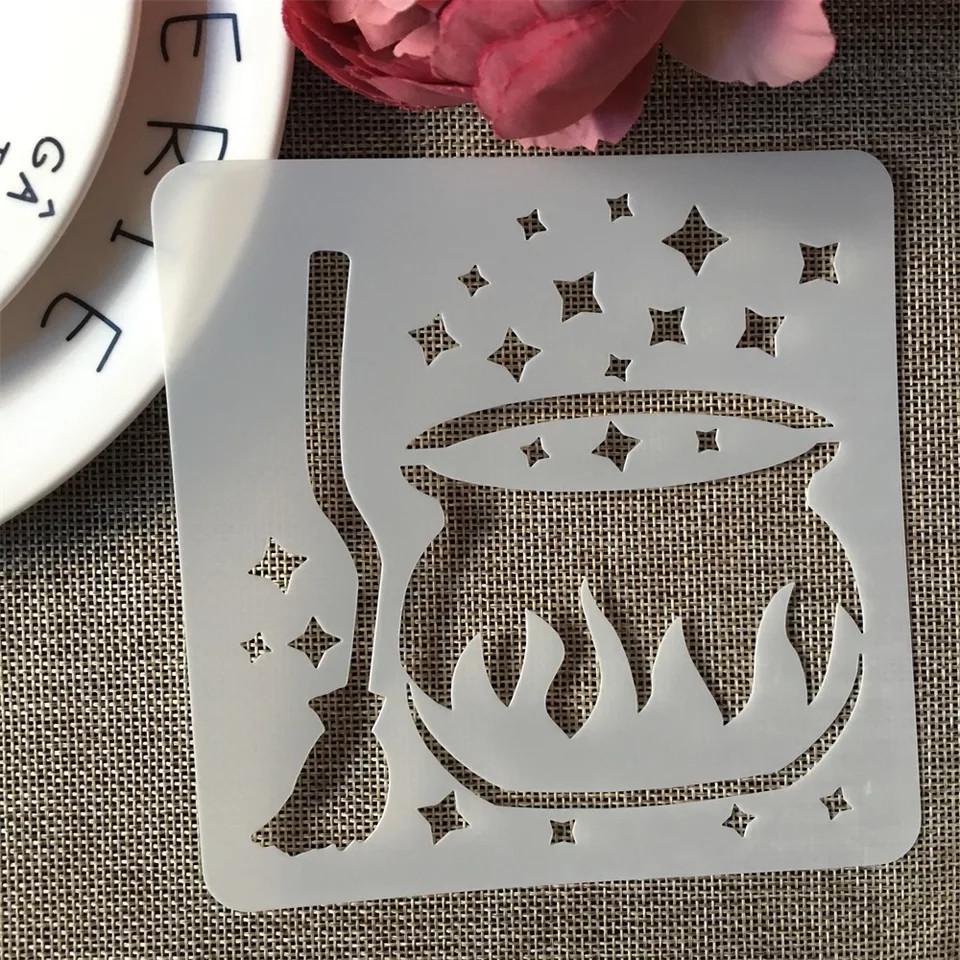 Трафарет для Хэллоуина Котел 13х13 см Серый (7615/16)