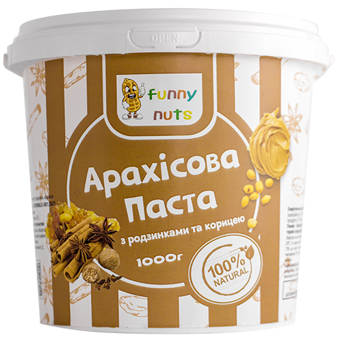 Арахісова паста FunnyNuts з родзинками та корицею 1000 г (1320087032)