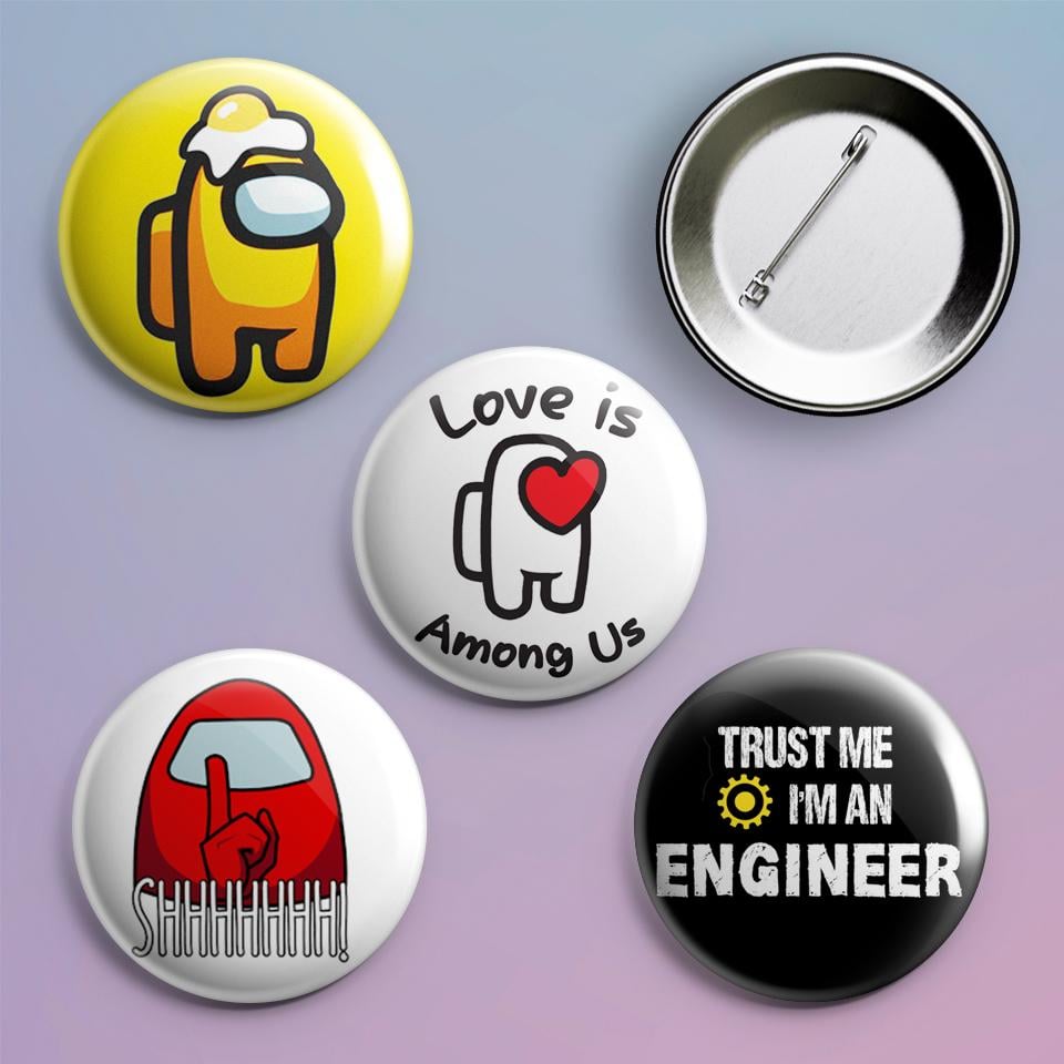 Значки на рюкзак с принтом игры Among Us 4 шт.