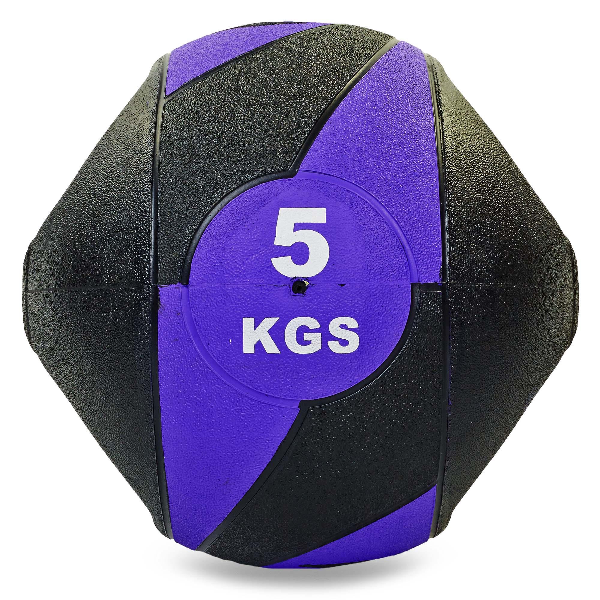 Мяч медицинский медбол Zelart Record Medicine Ball FI-5111-5 с двумя ручками 5 кг Черный/Фиолетовый (DR003498) - фото 1