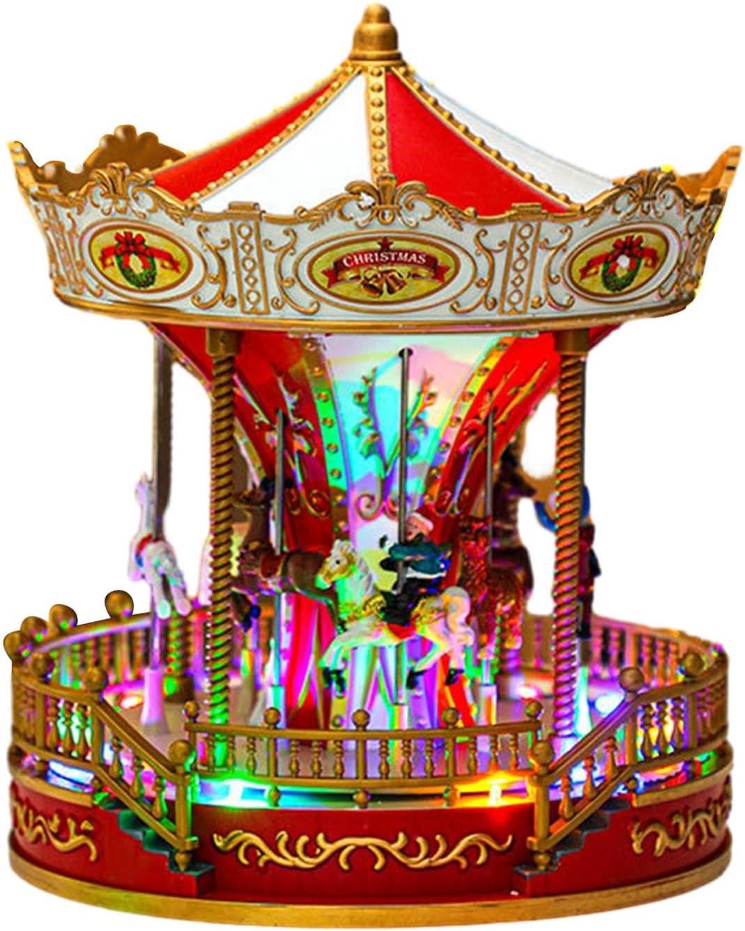 Ліхтар новорічний Карусель/музичний від USB та батарейки 27 см (N0339)