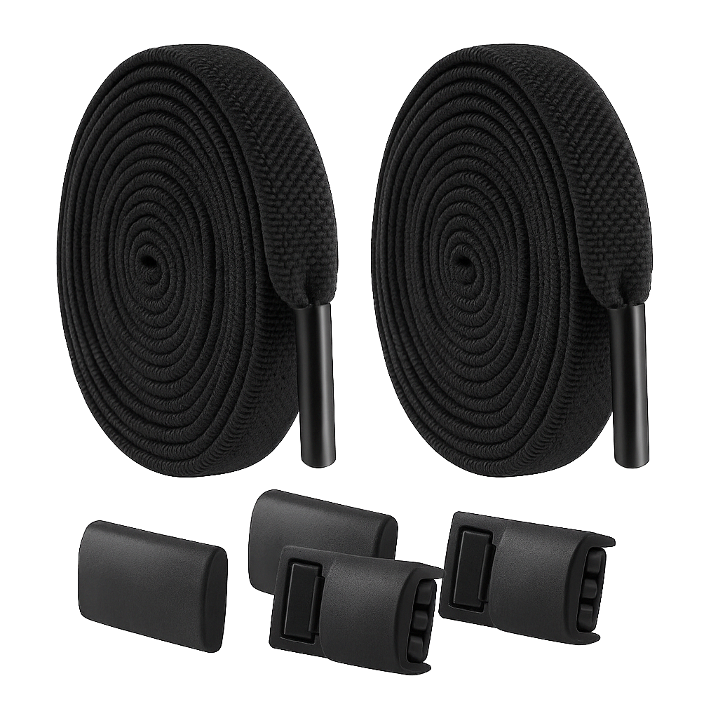 Шнурки эластичные с магнитным фиксатором для обуви/кроссовок/ботинков/худи 100 см Черный (SHNRFK-BLK-1357)