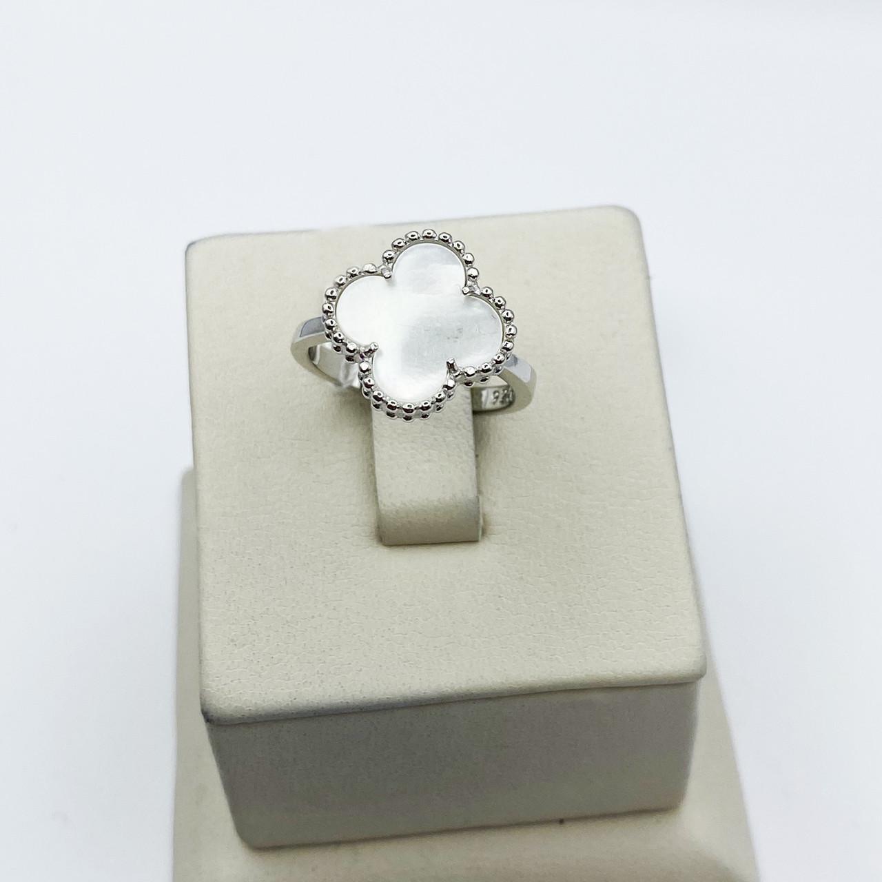 Кольцо серебряное с перламутром Клевер 18 3,68 г (2087549268)