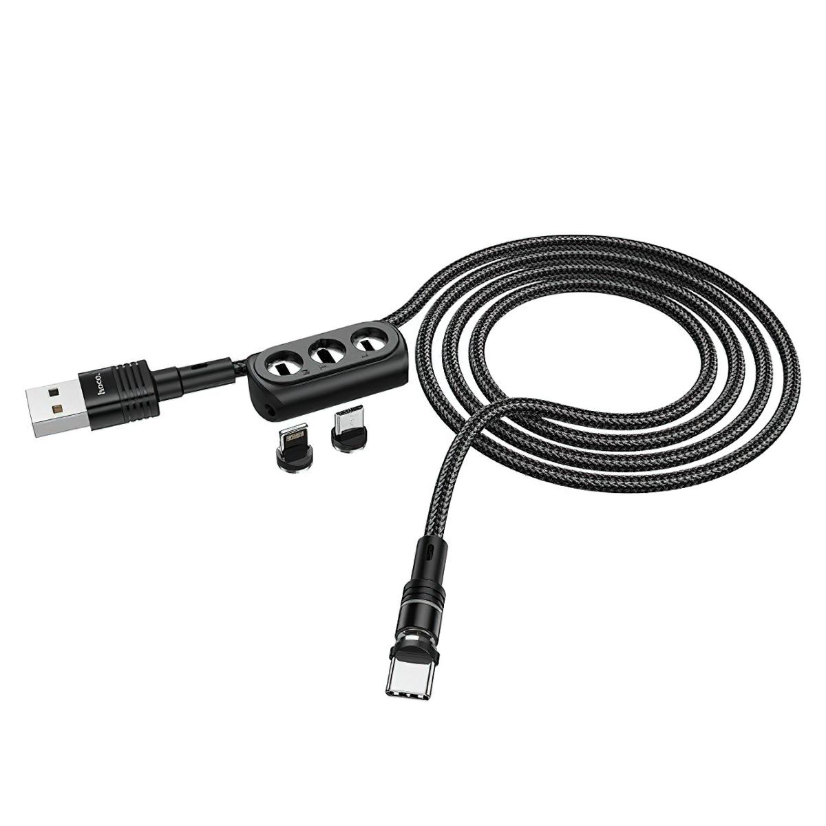 Універсальний кабель для заряджання телефонів Hoco U98 3в1 (1008986-Black)