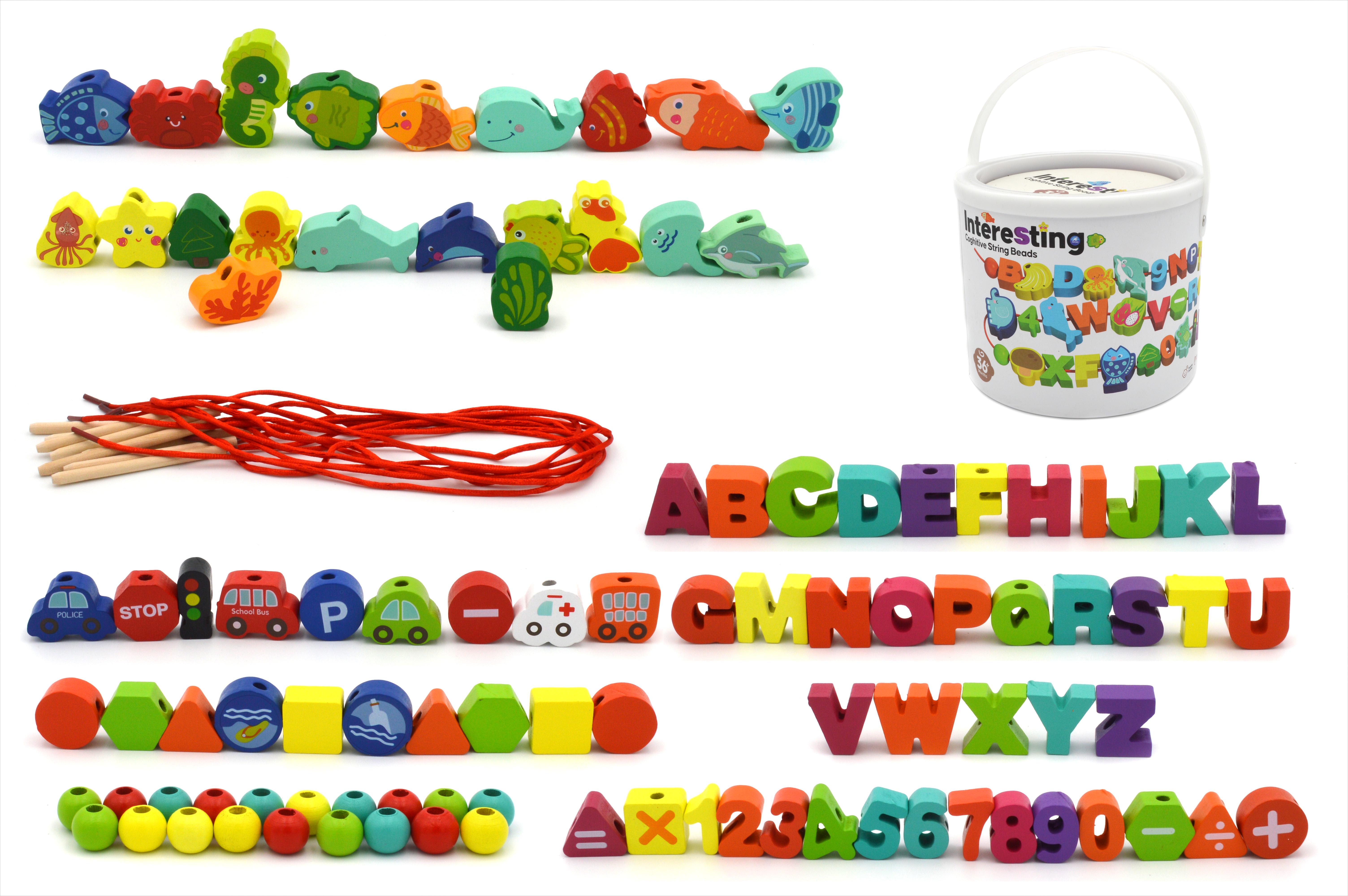 Шнуровка деревянная животные/буквы/цифры/транспорт/бусинки (74425)