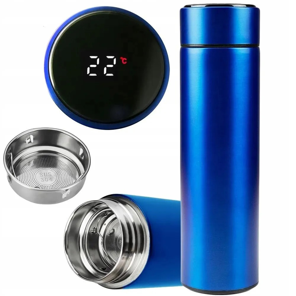 Термос UNIQUE UN-1006 с датчиком температуры 500 мл Синий - фото 2