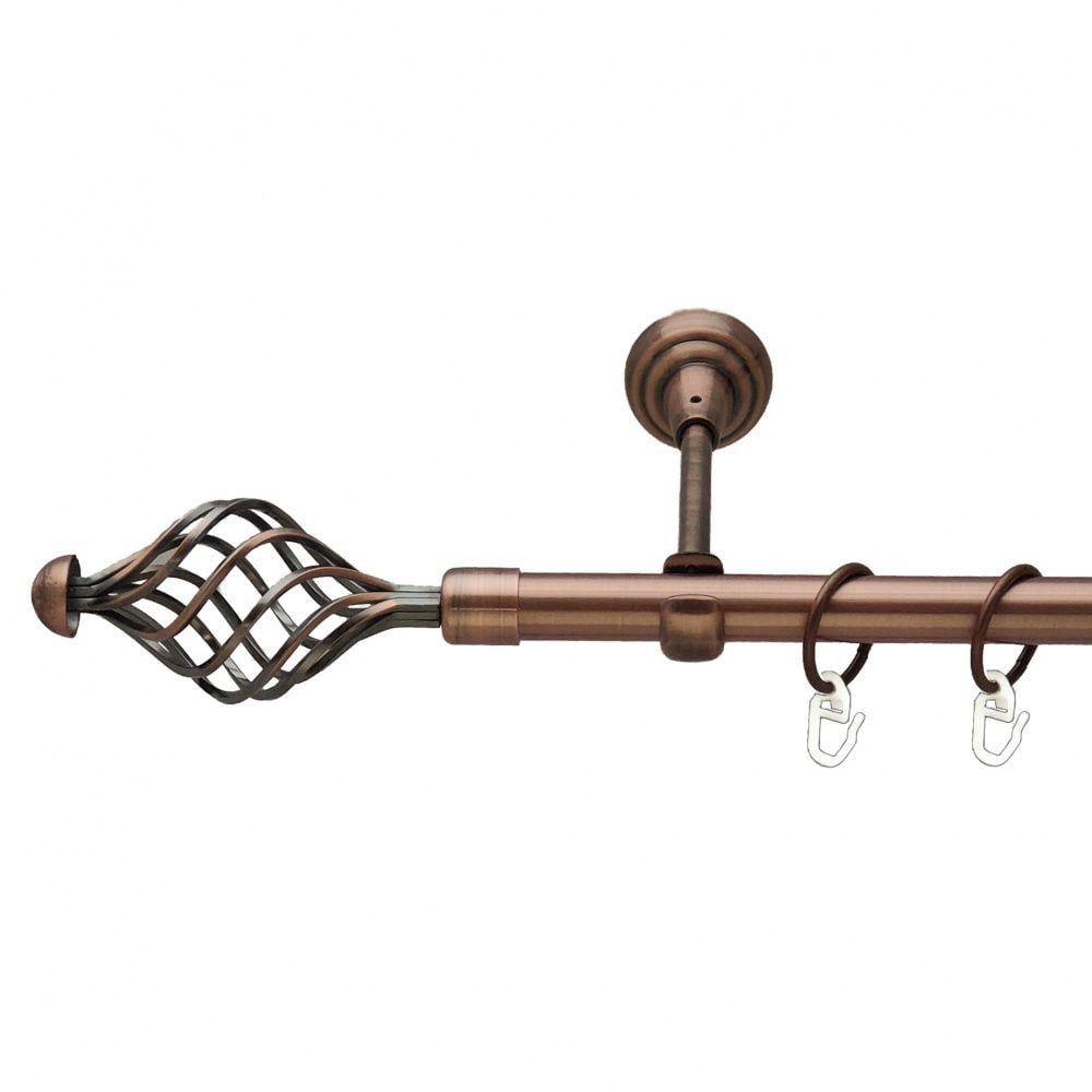 Карниз металлический Orvit Арезо однорядный открытый/гладкая труба/кольцо металлическое Медь 19 мм 240 см (00-00011643)