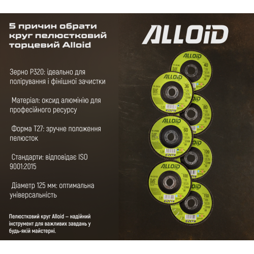 Круг лепестковый торцевой Alloid 125 мм P320 T27 (00000061773) - фото 8 Круг лепестковый торцевой Alloid 125 мм P320 T27 (00000061773) - фото 8