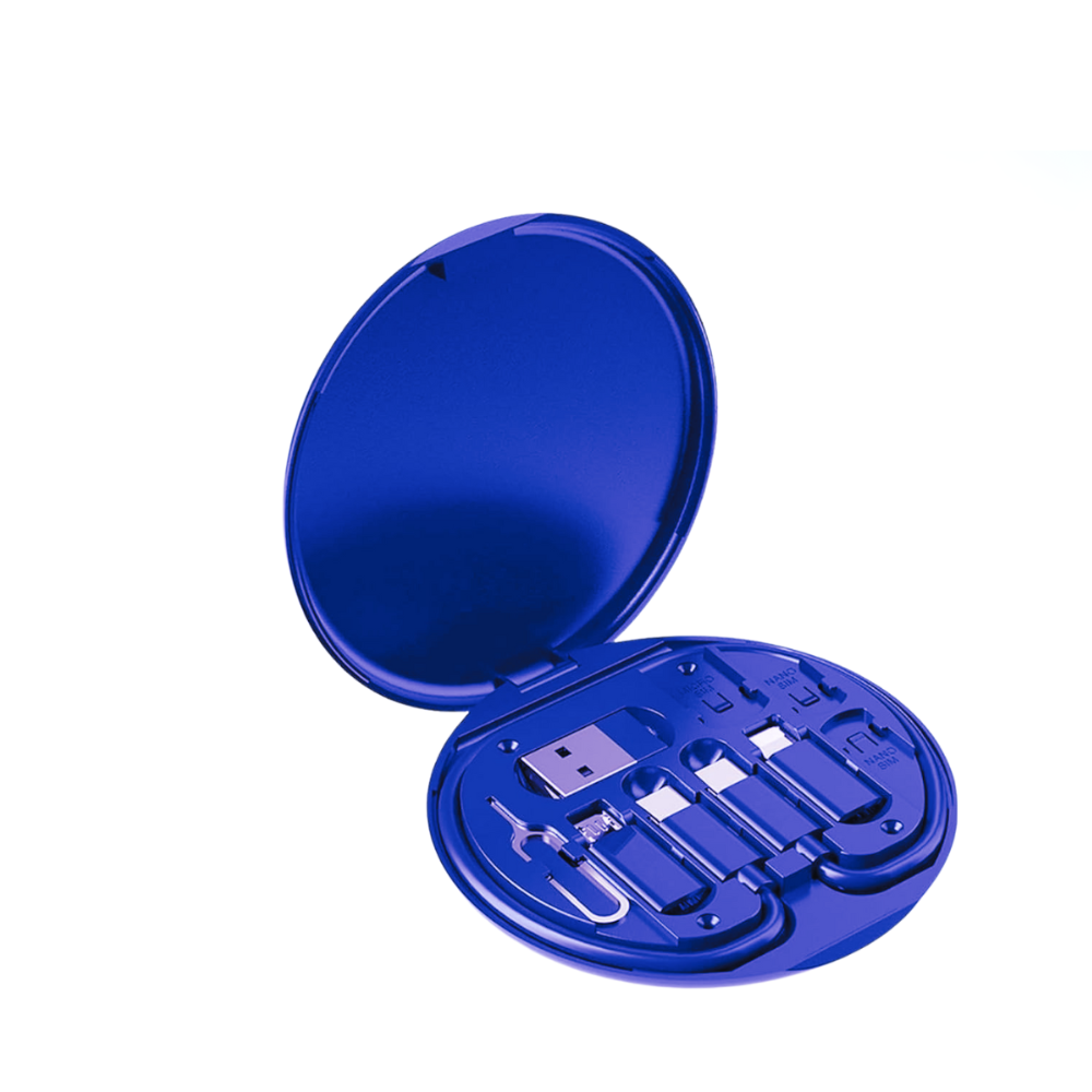 Набор адаптеров с кабелем Type-C 6в1 для быстрой зарядки и передачи данных 60W в футляре Синий (adapter_6v1-blue)