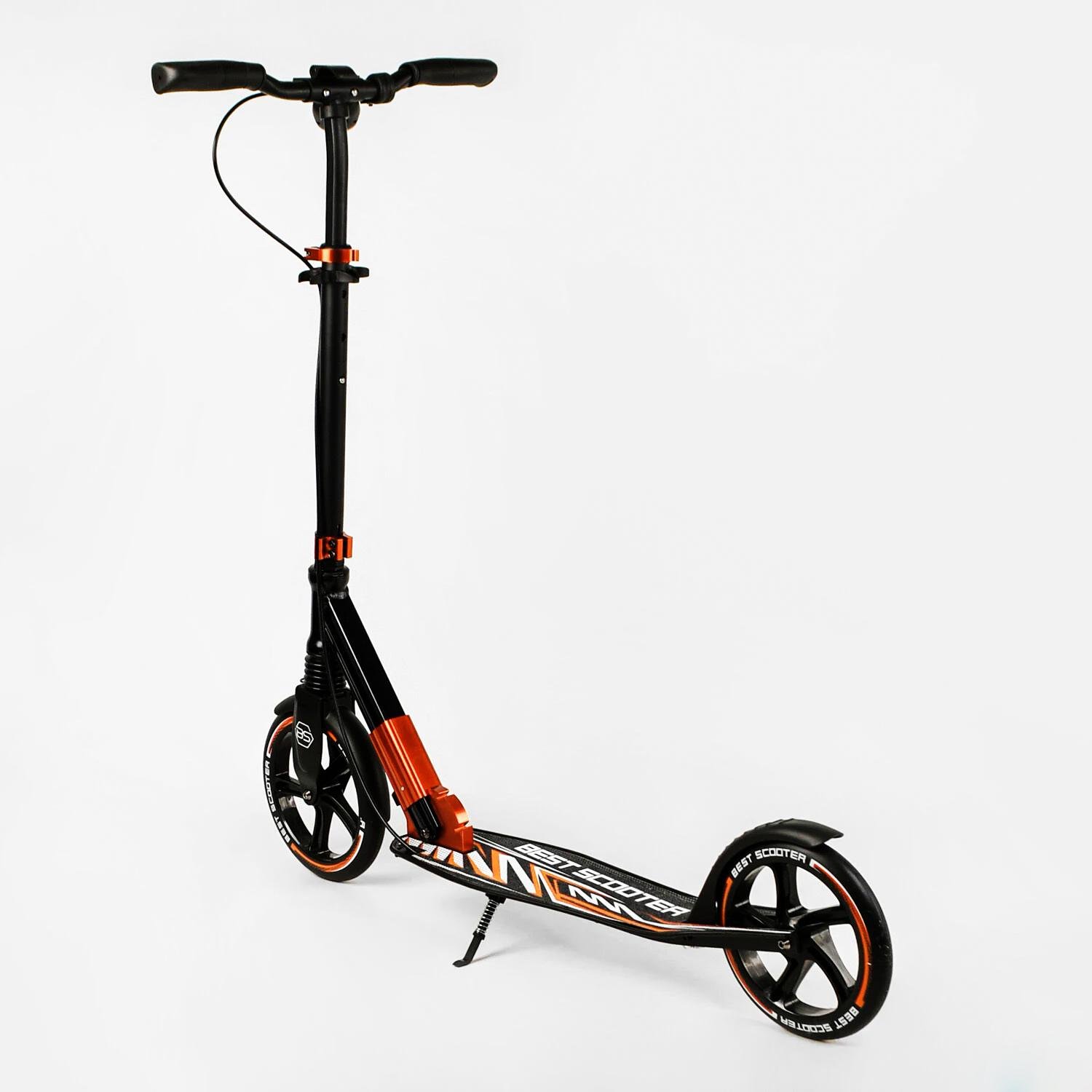 Самокат двоколісний складаний Best Scooter ліхтар/амортизатор Black/Orange (113216) - фото 7