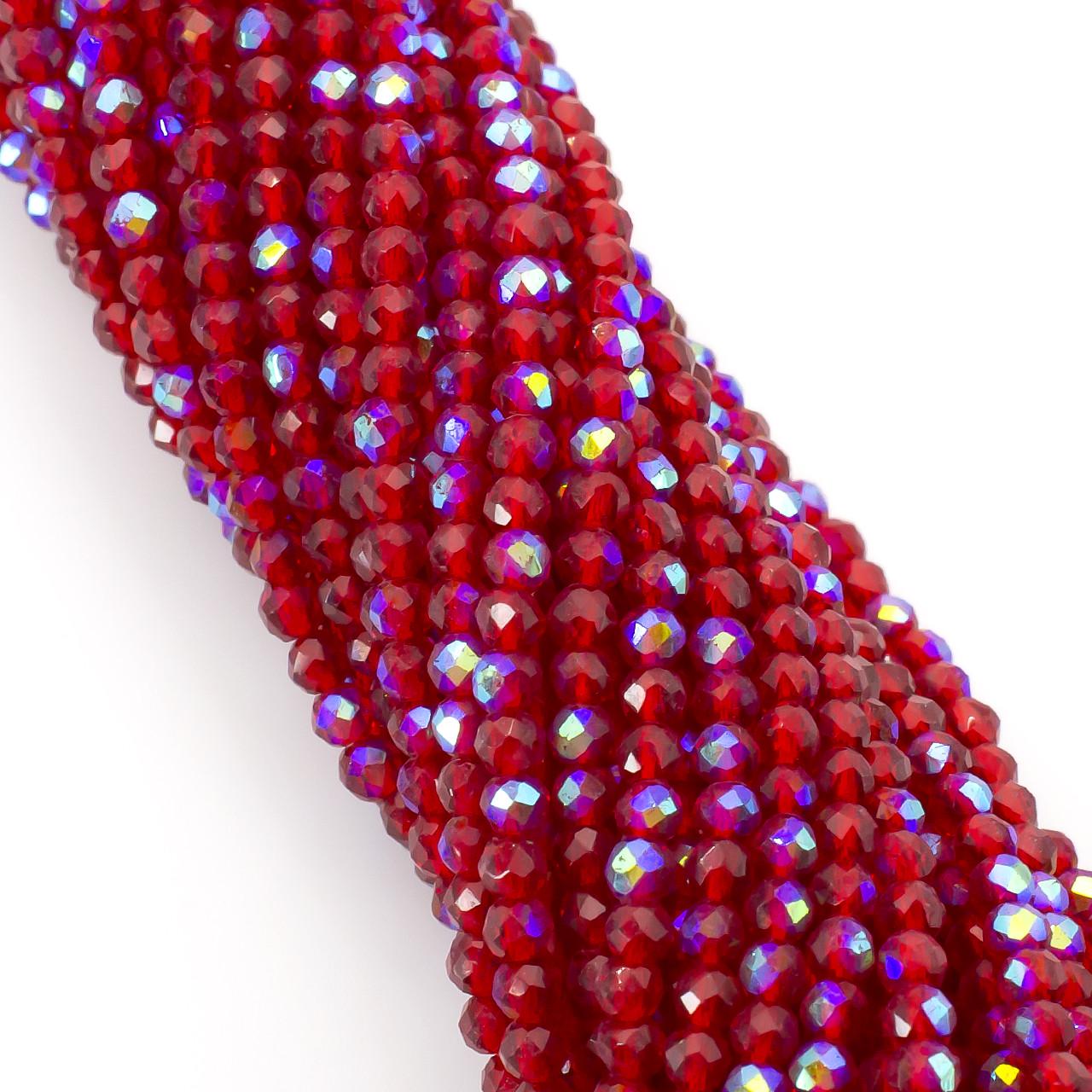 Бусины из шпинели на нитке круглая огранка 37 см 2 мм 200 шт. Радужно-красный (БШ1502к57)