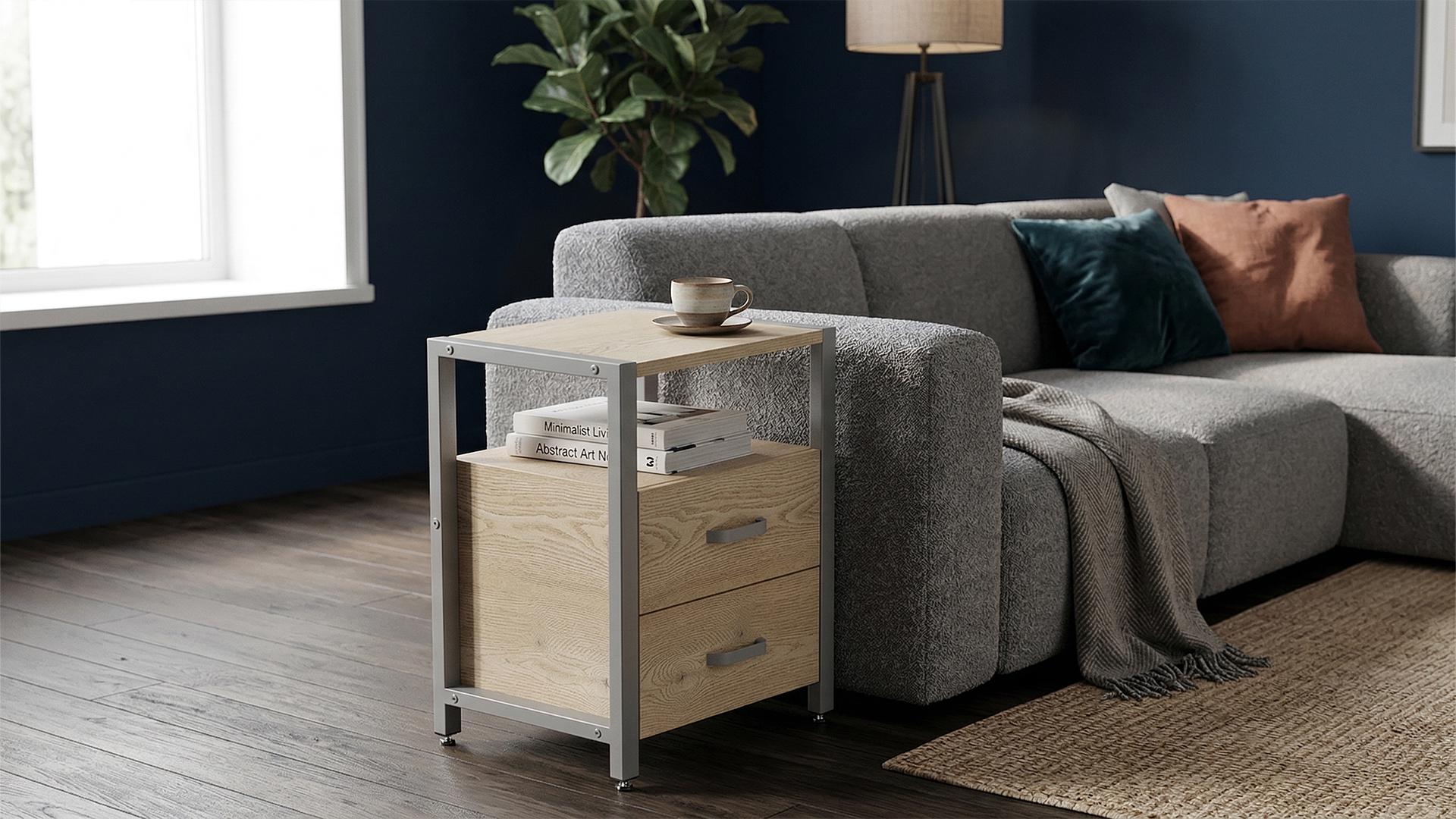 Тумба універсальна Ferrum-decor Вів'єн ДСП 16 мм 2/2 50x41x40 Сірий/Дуб Кремона Торро (FRD-107773)