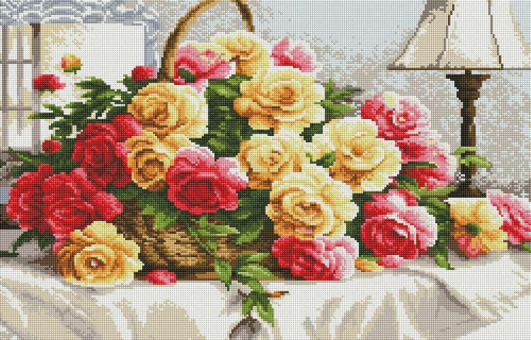 Алмазная мозаика ColorArt Розы в корзине 40х70 см 40х70 см (SS814)