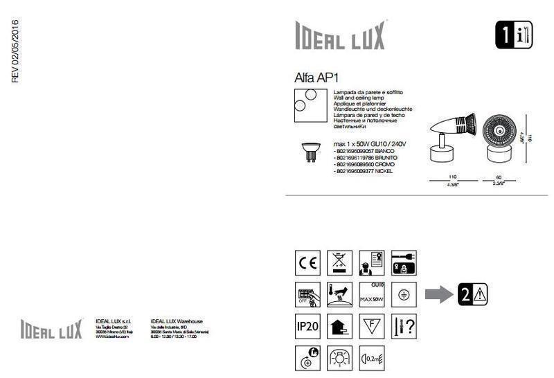 Спот Ideal Lux ALFA AP1 NICKEL (009377-Ideal) - фото 4