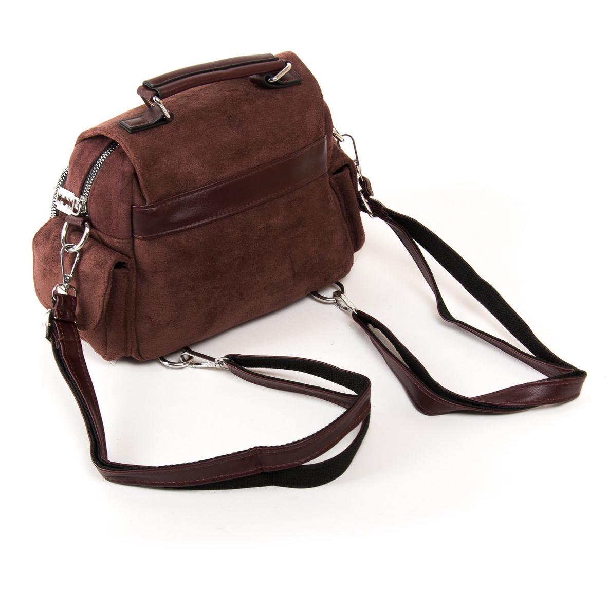 Женская модельная сумка-рюкзак из замша Fashion 2105 Кофейный - фото 2 Женская модельная сумка-рюкзак из замша Fashion 2105 Кофейный - фото 2