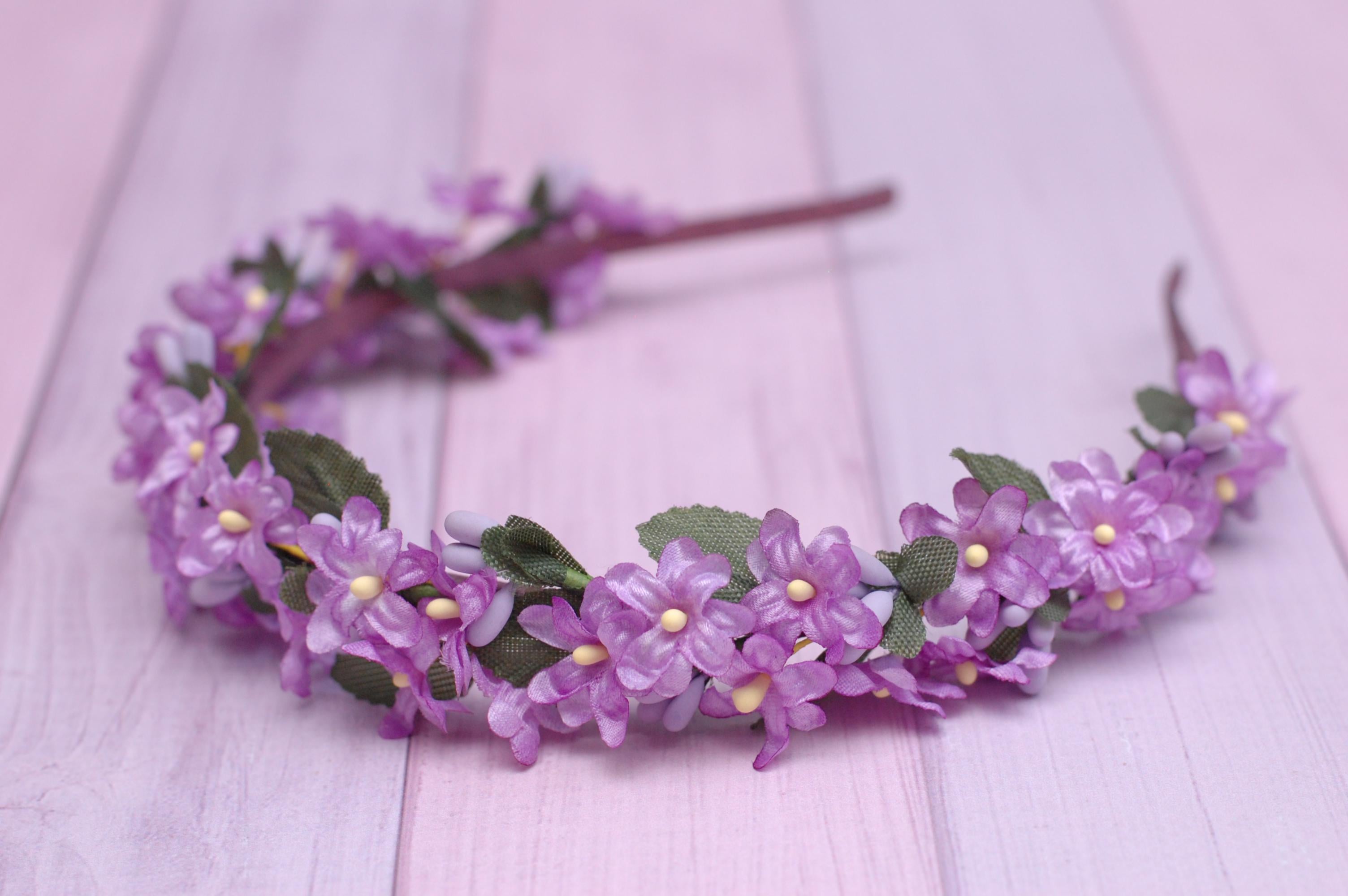 Обруч на голову с цветами сирени Сиреневый (484 Об)