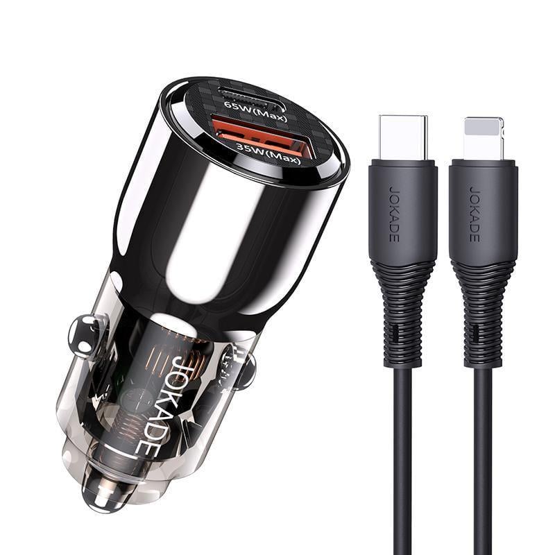 Автомобільний зарядний пристрій Jokade JH026 USB/USB-C/100W та кабель Type-C-Lightning Чорний (920053)