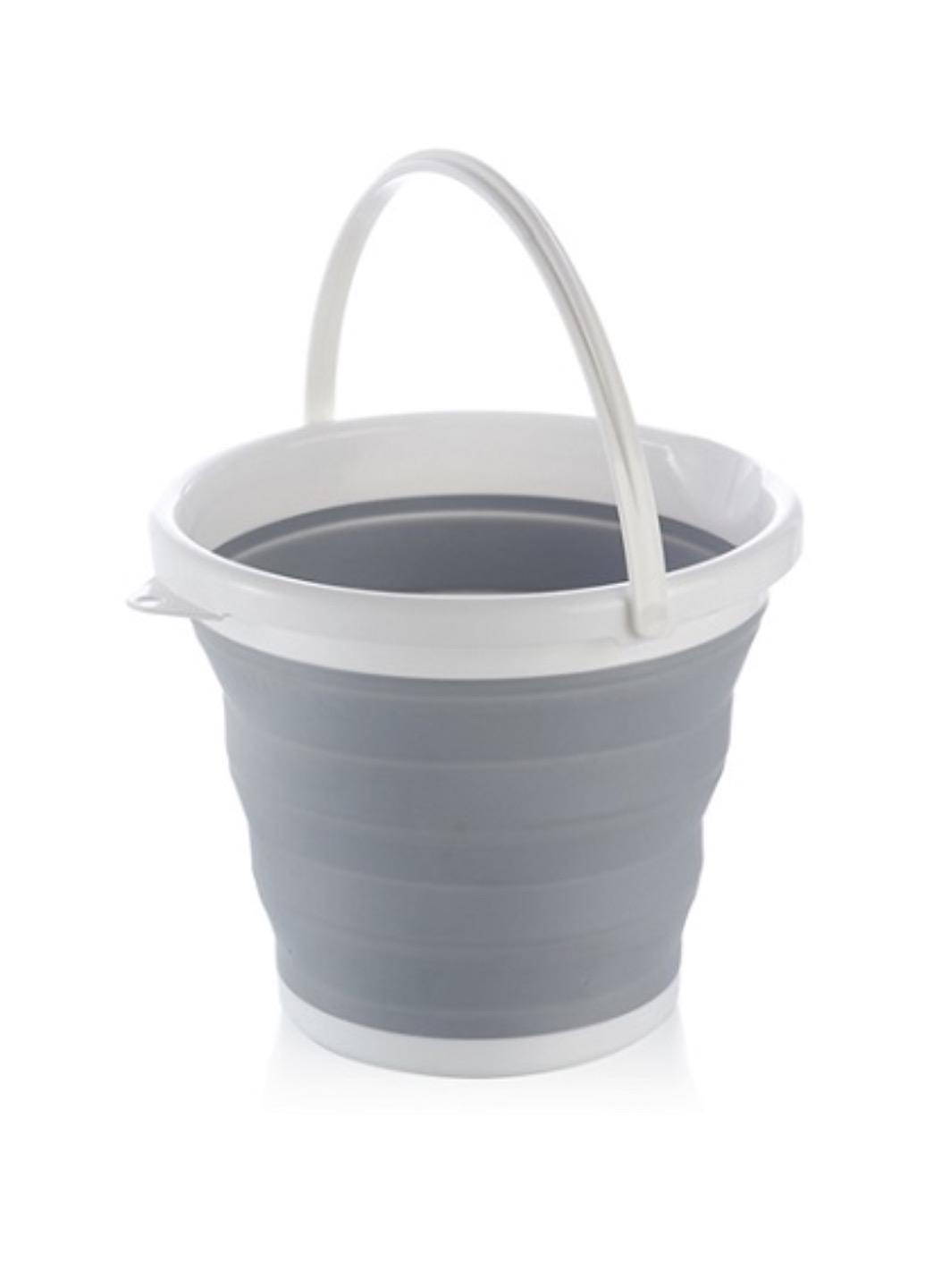Ведро силиконовое хозяйственное трансформер 10 л 32х25 см Серый (3828LМ)