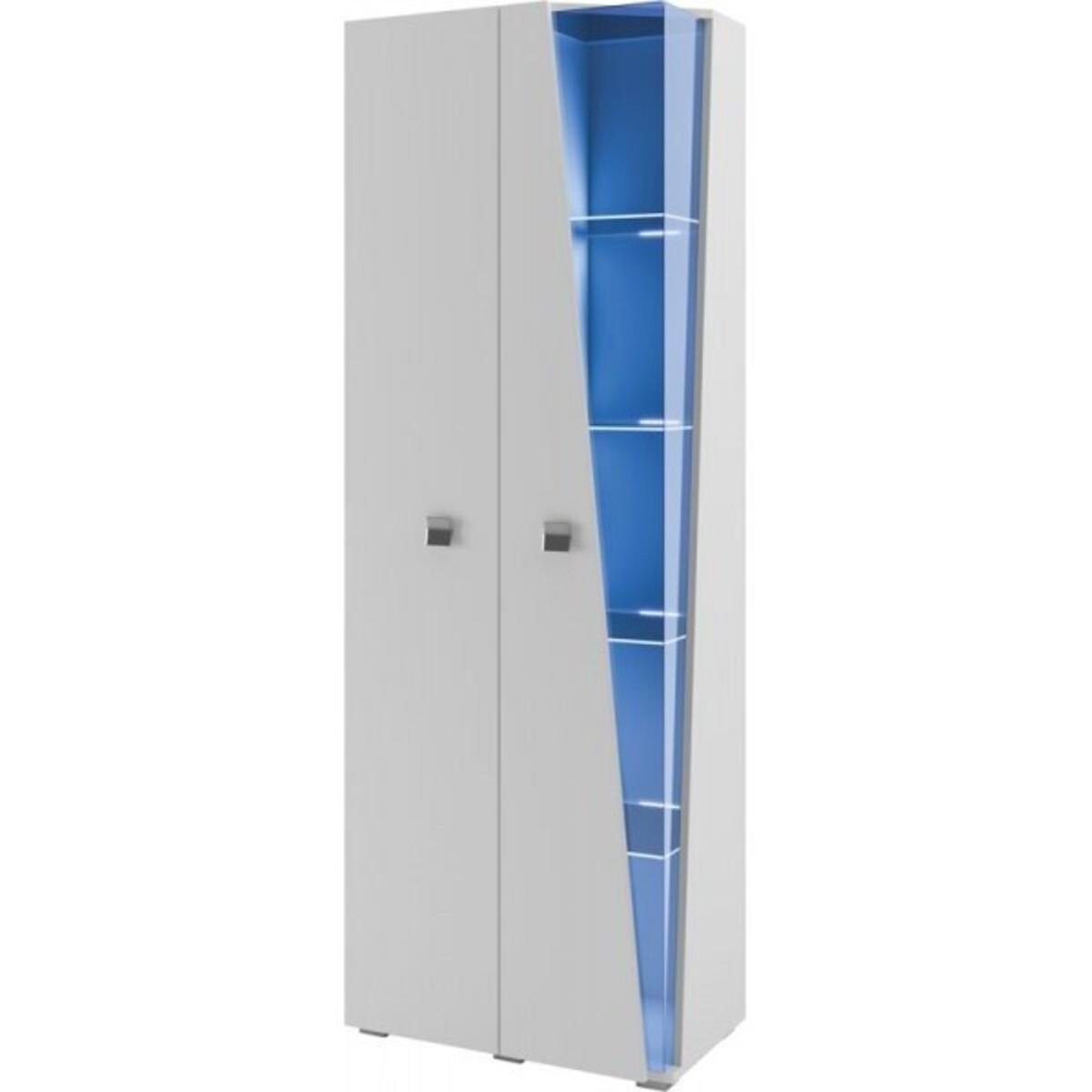 Распашной шкаф Світ Меблів Призма 2Д (с подсветкой) в спальню/гостиную из ДСП 700x400x2000 цвет белый/стекло голубой