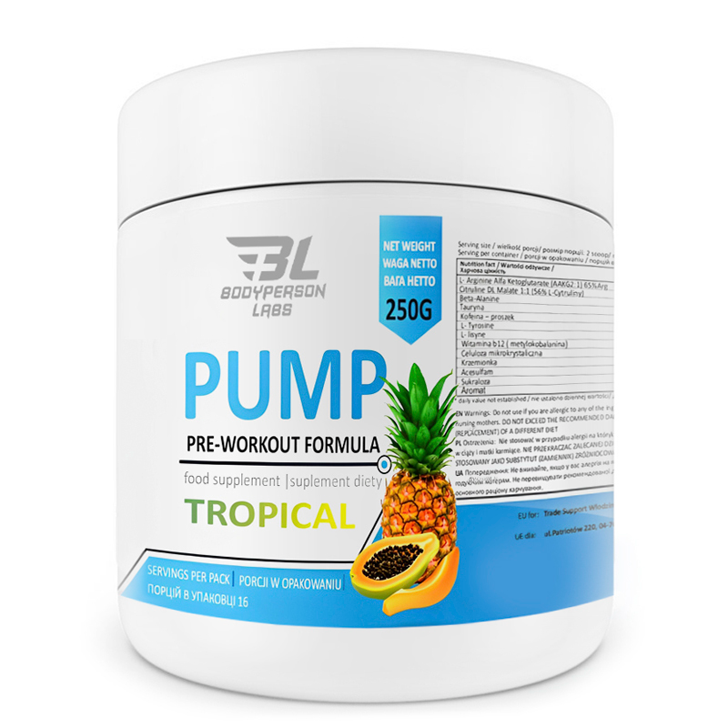 Комплекс предтренировочный Bodyperson Labs PUMP PreWorkout Formula Тропик 250 г
