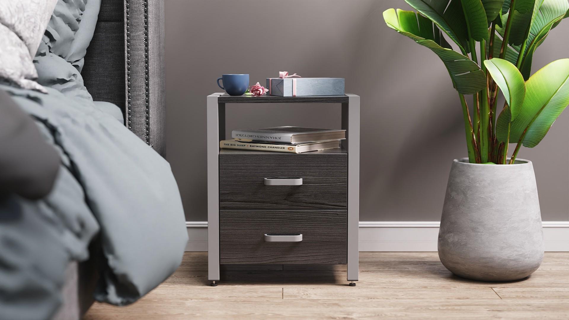 Тумба универсальная Ferrum-decor Вивьен 2/2 ДСП 16 мм 50x41x40 см Серый/Сосная Кембра (FRD-104170)