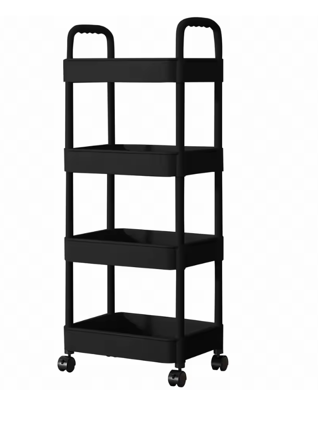 Этажерка на колесах многоярусная для ванной/кухни 4 полки 32х20х80 см Черный (29468528)