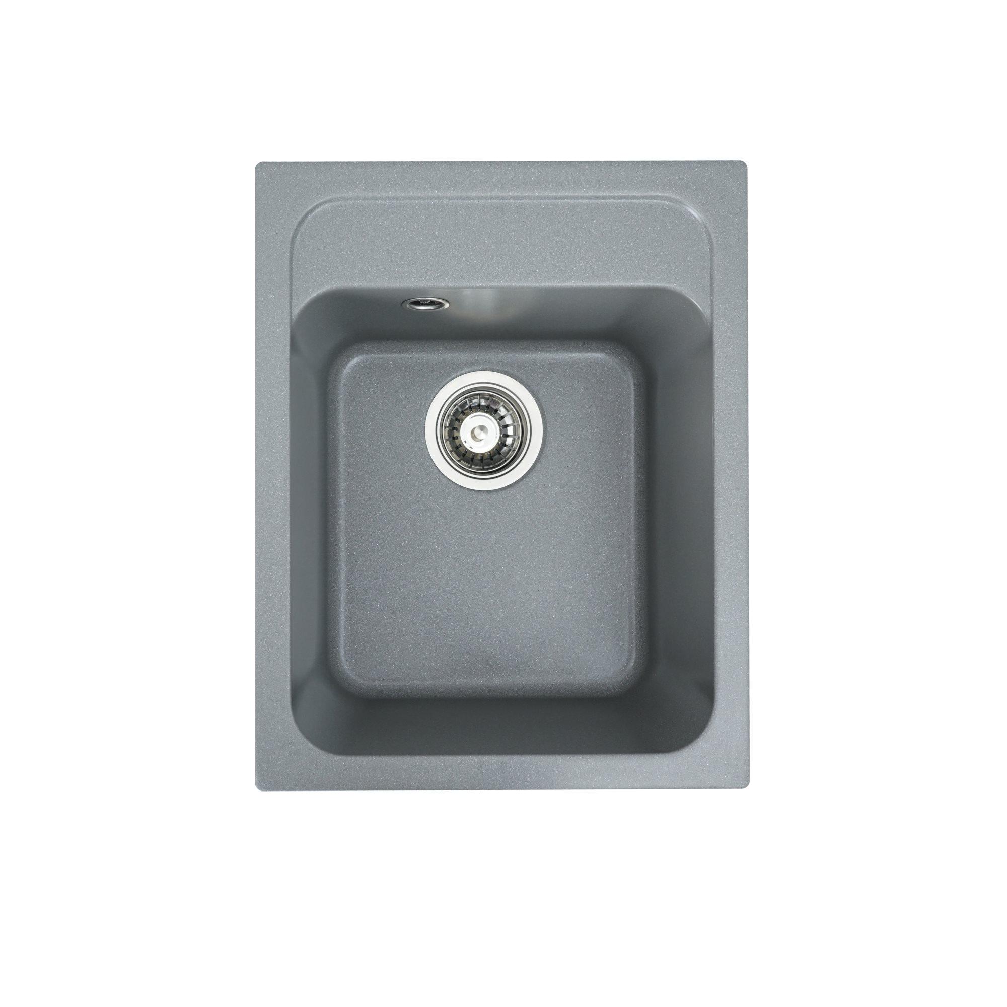 Мийка для кухні гранітна Platinum 4050 RUBY глянцева Сірий мусон