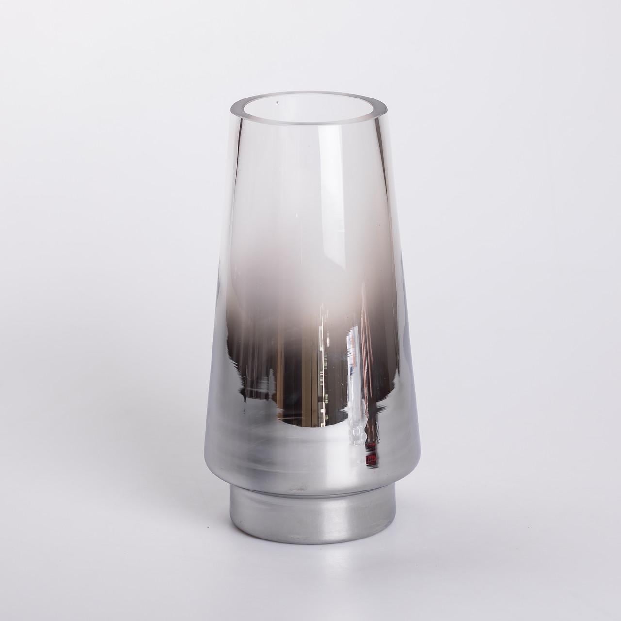 Ваза стекланнася для цветов декоративная 25 см 1,8 л Серый/Прозрачный (6620)