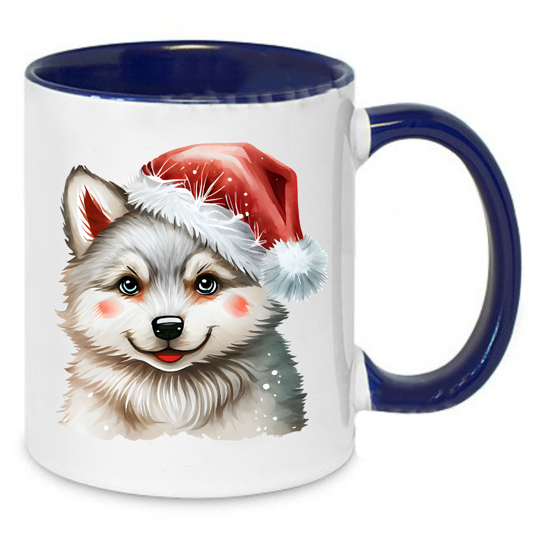 Чашка с принтом Собака 330 мл Белый с синим (001183)