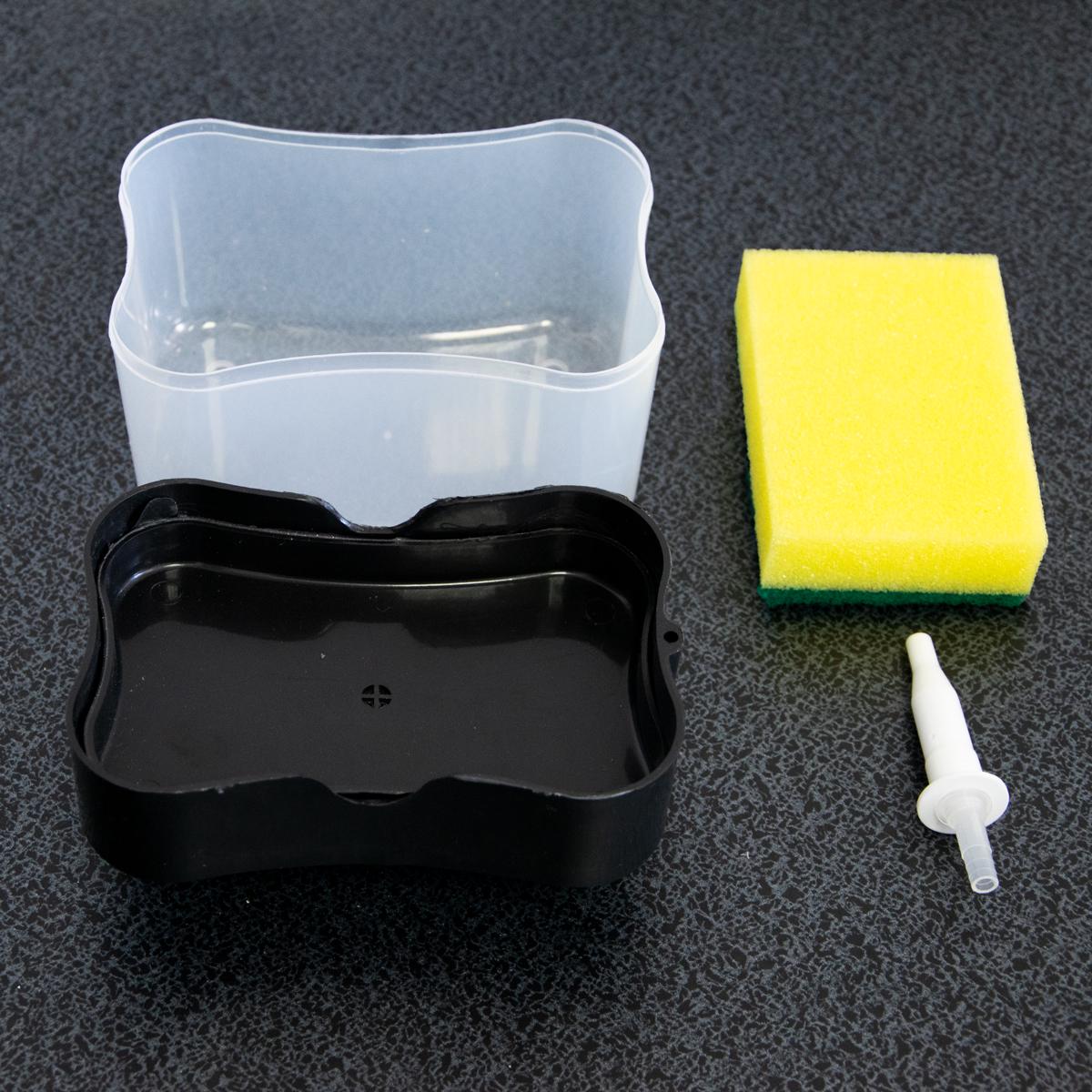 Дозатор для миючого засобу Soap pump&sponge натискний 385 мл Чорний (1009775-Black) - фото 3