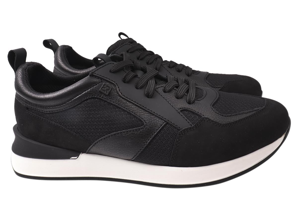 Кросівки чоловічі Bertoni зі шкіри-нубука на низькому ходу на шнурівці р. 42 Чорний (31-21DTS)