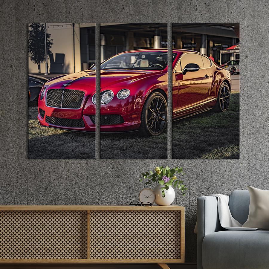 Модульная картина триптих Красный роскошный Bentley continental gt 156x100 см (113-31)