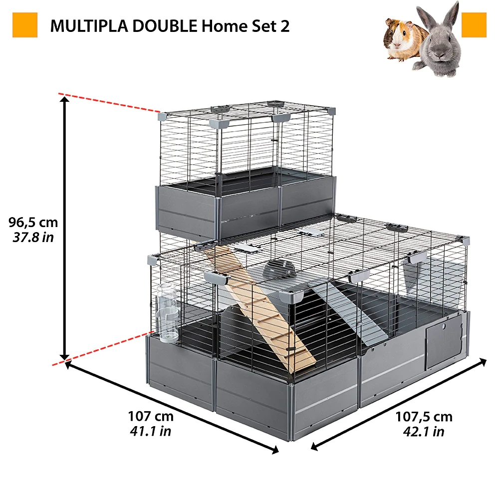 Клітка для кроликів Ferplast Multipla Double модульна 107,5х72х96,5 см (57042817) - фото 4