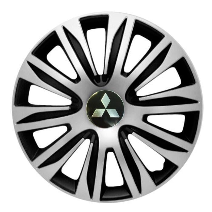 Колпаки для колес 4 Racing Nardo R14 с логотипом Mitsubishi 4 шт. Silver/Black