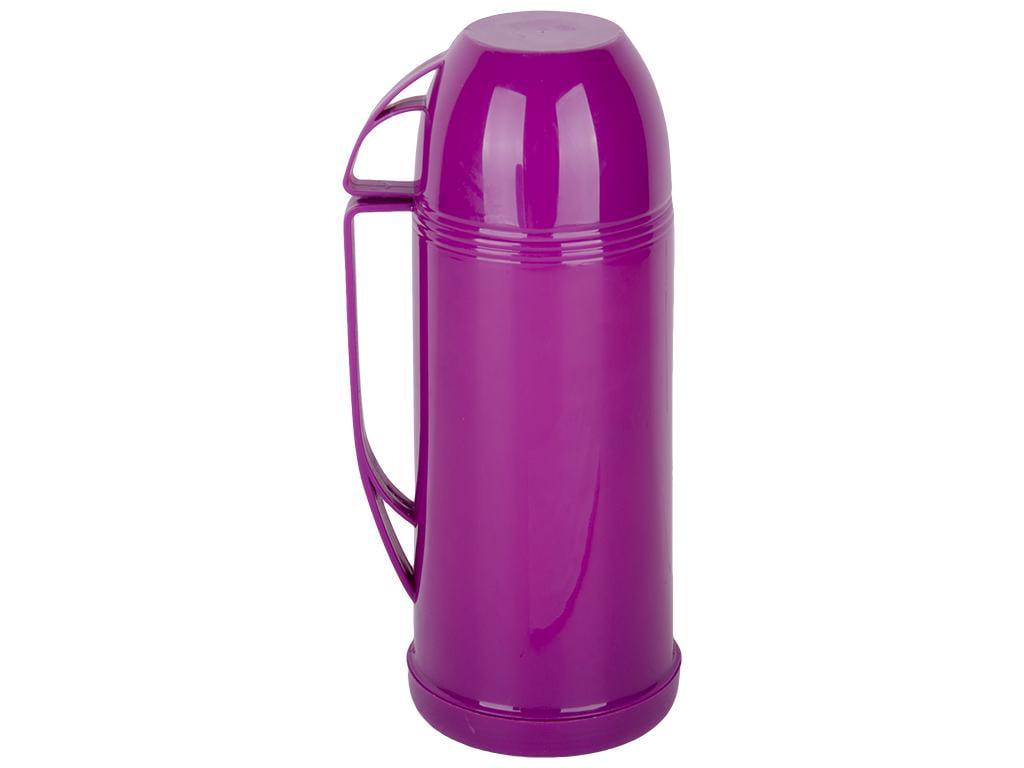 Термос пластиковый со стеклянной колбой Hoz 900 мл Фиолетовый (MMS-2645H-1)