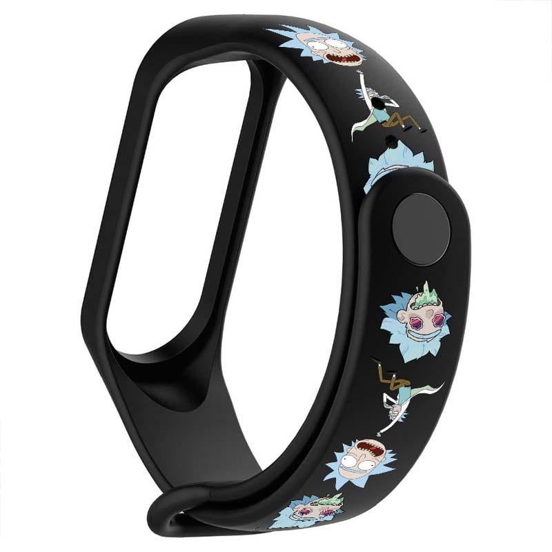 Силиконовый ремешок для Xiaomi Mi Band 7/6/5 с дизайнерским принтом "Rick and Morty" (9582634)