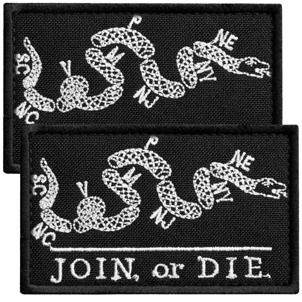 Набір шевронів з липучкою JOIN or DIE 5х8 см 2 шт. Чорний (25232)