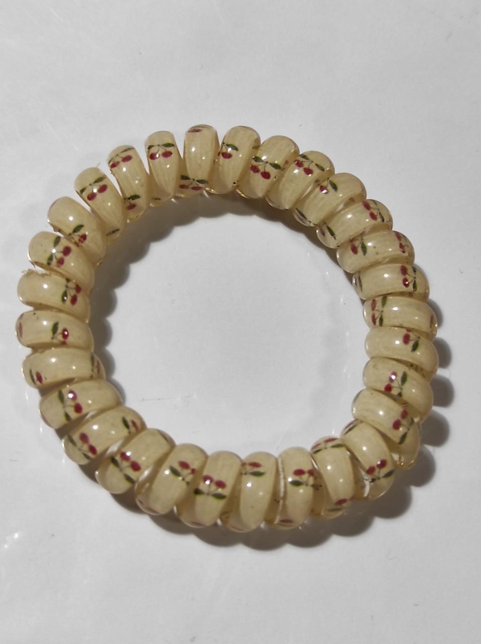 Резинка Спираль толстая с вишенками 5,5 см Бежевый (52-4-1786-БЕЖ)