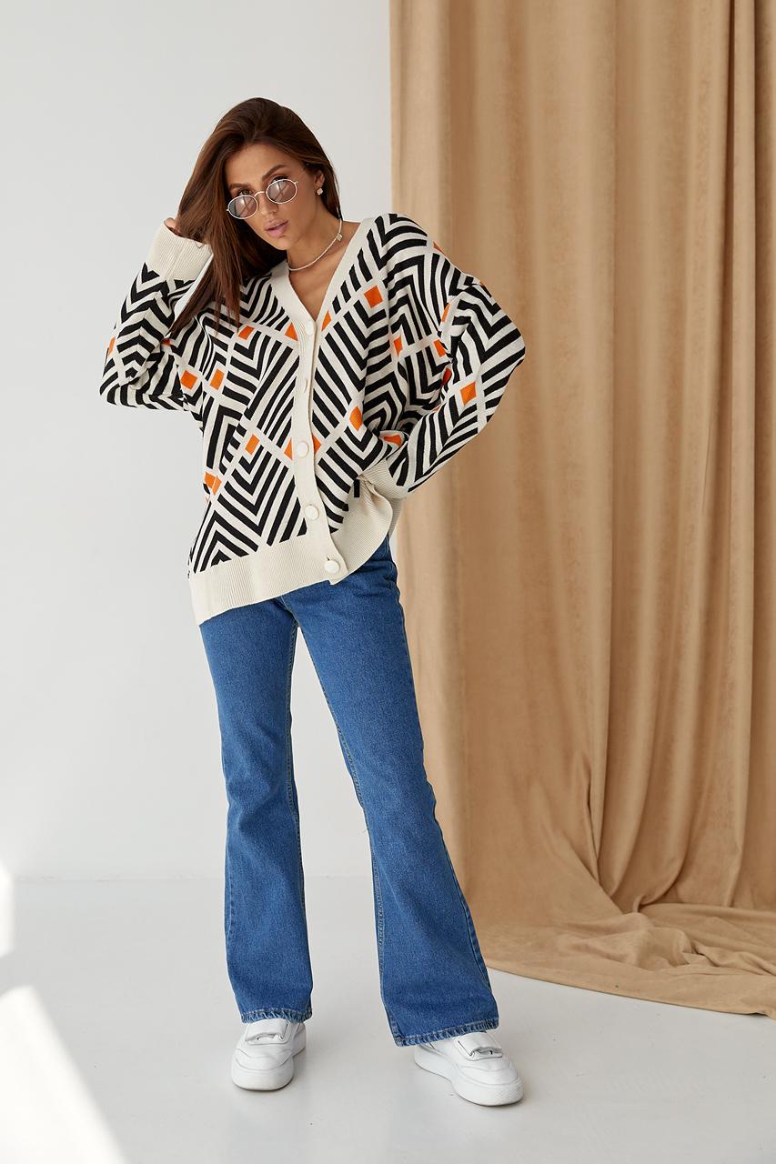 Кардиган женский оверсайз M Оранжевый (9528285) - фото 3 Кардиган женский оверсайз M Оранжевый (9528285) - фото 3