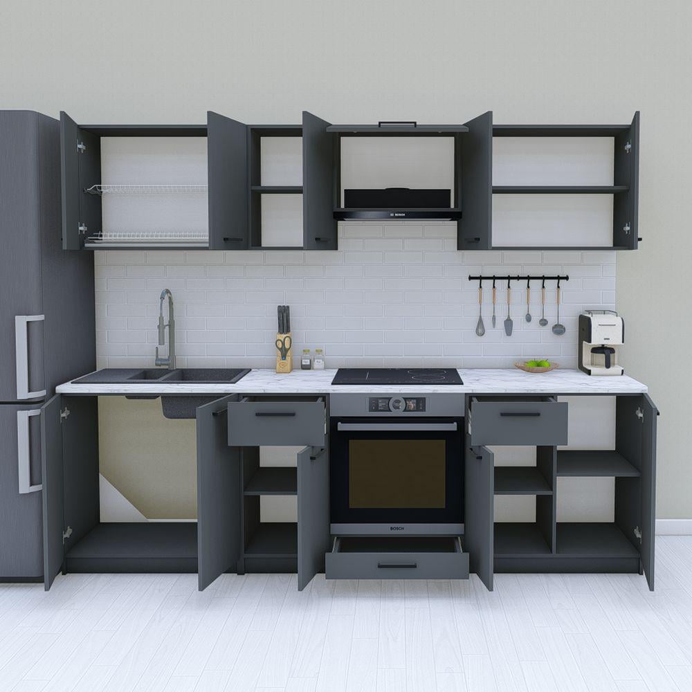 Готова кухня модульна 2,6 м Графіт (МП33б) - фото 2 Готова кухня модульна 2,6 м Графіт (МП33б) - фото 2