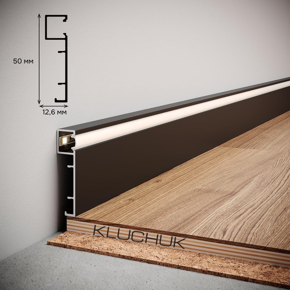 Плинтус алюминиевый ALU-LED5012-2N LED-подсветка бок 50х12,6х2500 мм Черный (23256099) - фото 2 Плинтус алюминиевый ALU-LED5012-2N LED-подсветка бок 50х12,6х2500 мм Черный (23256099) - фото 2