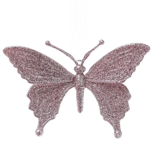 Підвіска новорічна Flora Метелик Рожевий (12265)