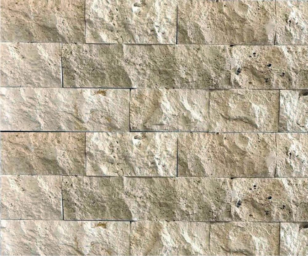 Плитка из травертина Classic Light Split Face 2х10 см х FL свободная длина с колотой поверхностью Бежевый (000999)