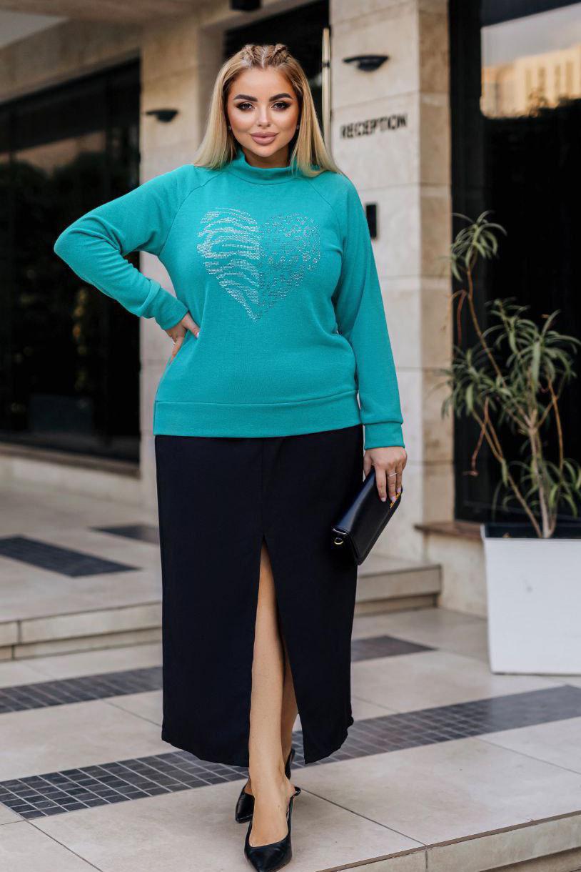 Светр жіночий XL-2XL Зелений (192539) - фото 3 Светр жіночий XL-2XL Зелений (192539) - фото 3