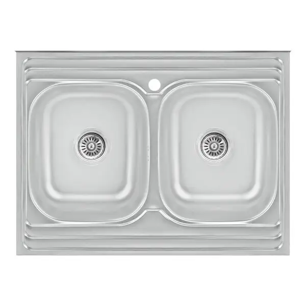 Мойка кухонная на две чаши Wezer 7848 08 Satin с сифоном 790x480x180 мм (1037512) Мойка кухонная на две чаши Wezer 7848 08 Satin с сифоном 790x480x180 мм (1037512)
