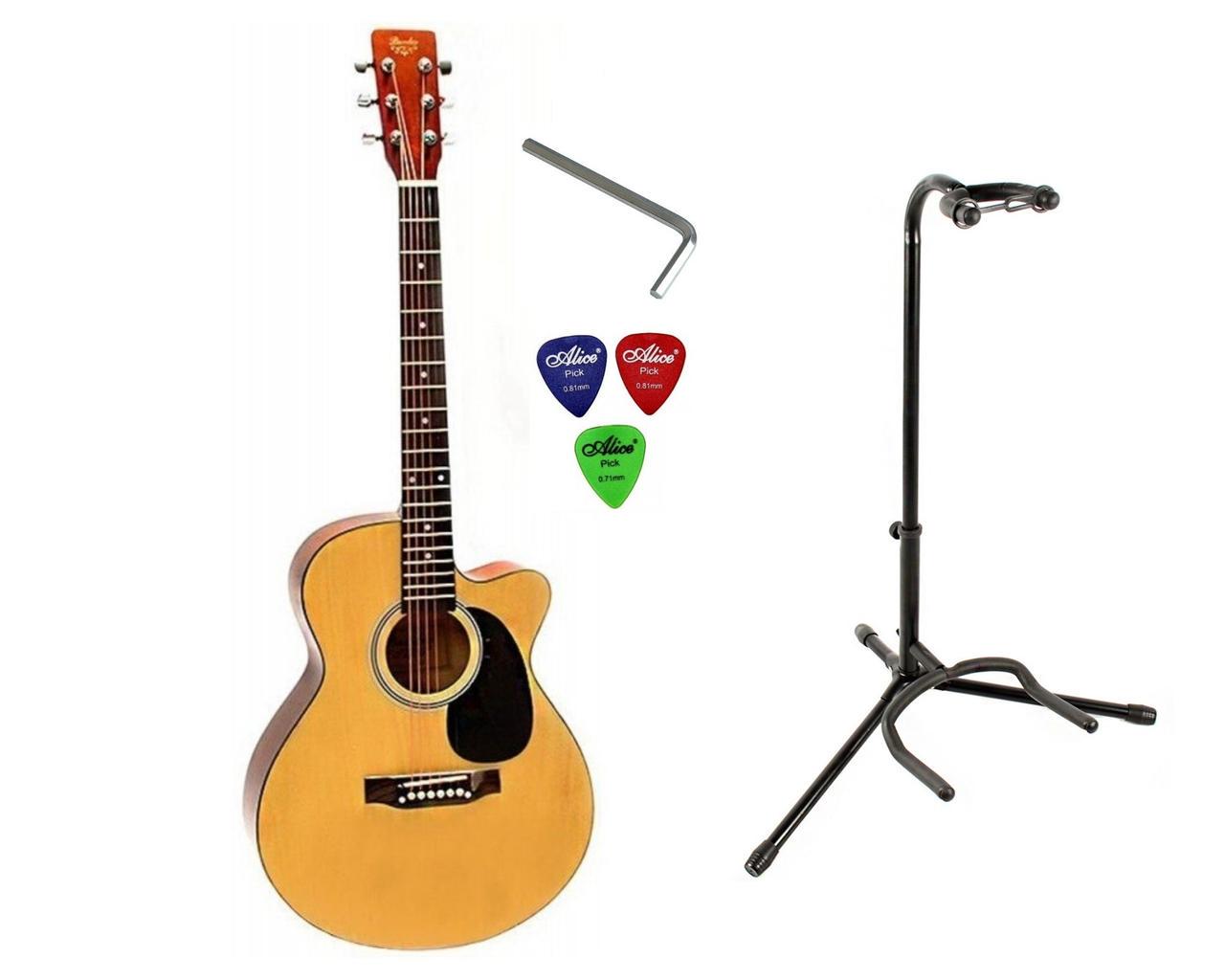 Набор акустическая гитара Bandes AG-851C N 39+ стойка Набор акустическая гитара Bandes AG-851C N 39+ стойка