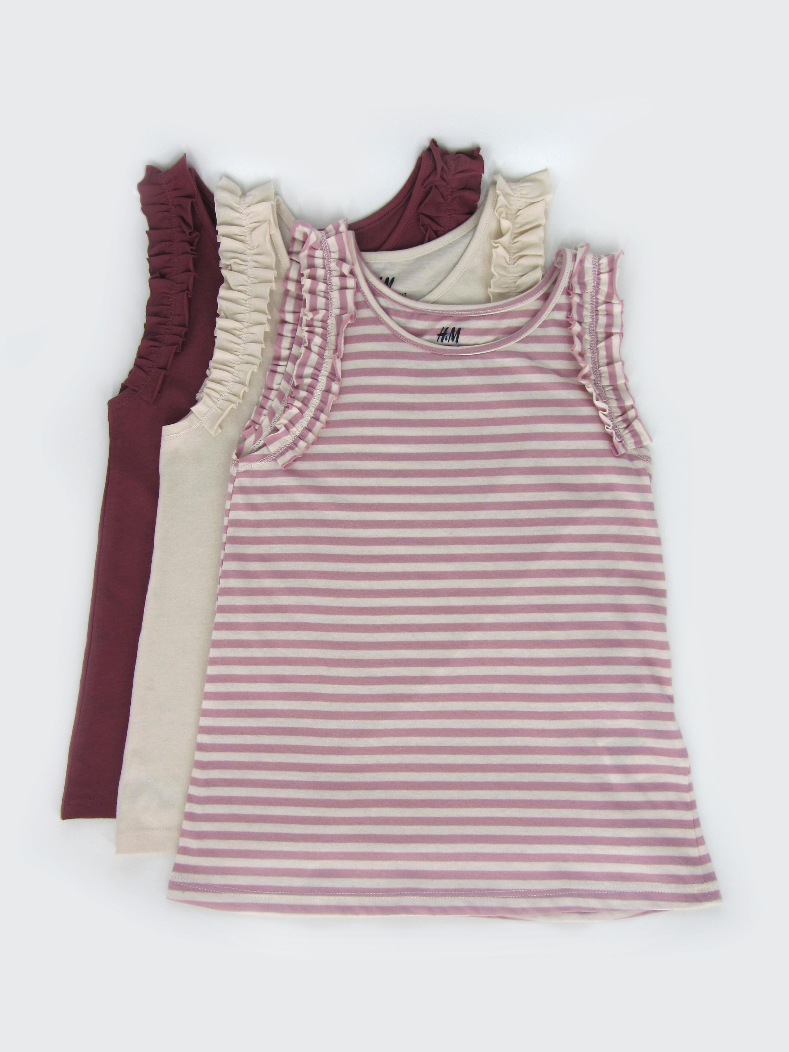 Майка H&M 3 шт. 122-128 см Кремовий/Рожевий (A2612952909)