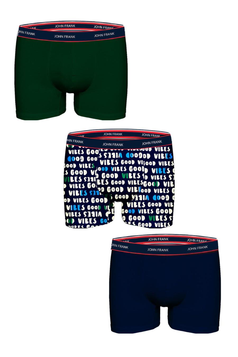 Труси боксеры John Frank р. 50/L 3 шт. Зеленый/Синий (76805) Труси боксеры John Frank р. 50/L 3 шт. Зеленый/Синий (76805)