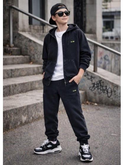 Спортивний костюм унісекс Happy House WY-911 толстовка на змійці і штани-джогери 8 років 128-134 см Чорний варенка (2932687246)