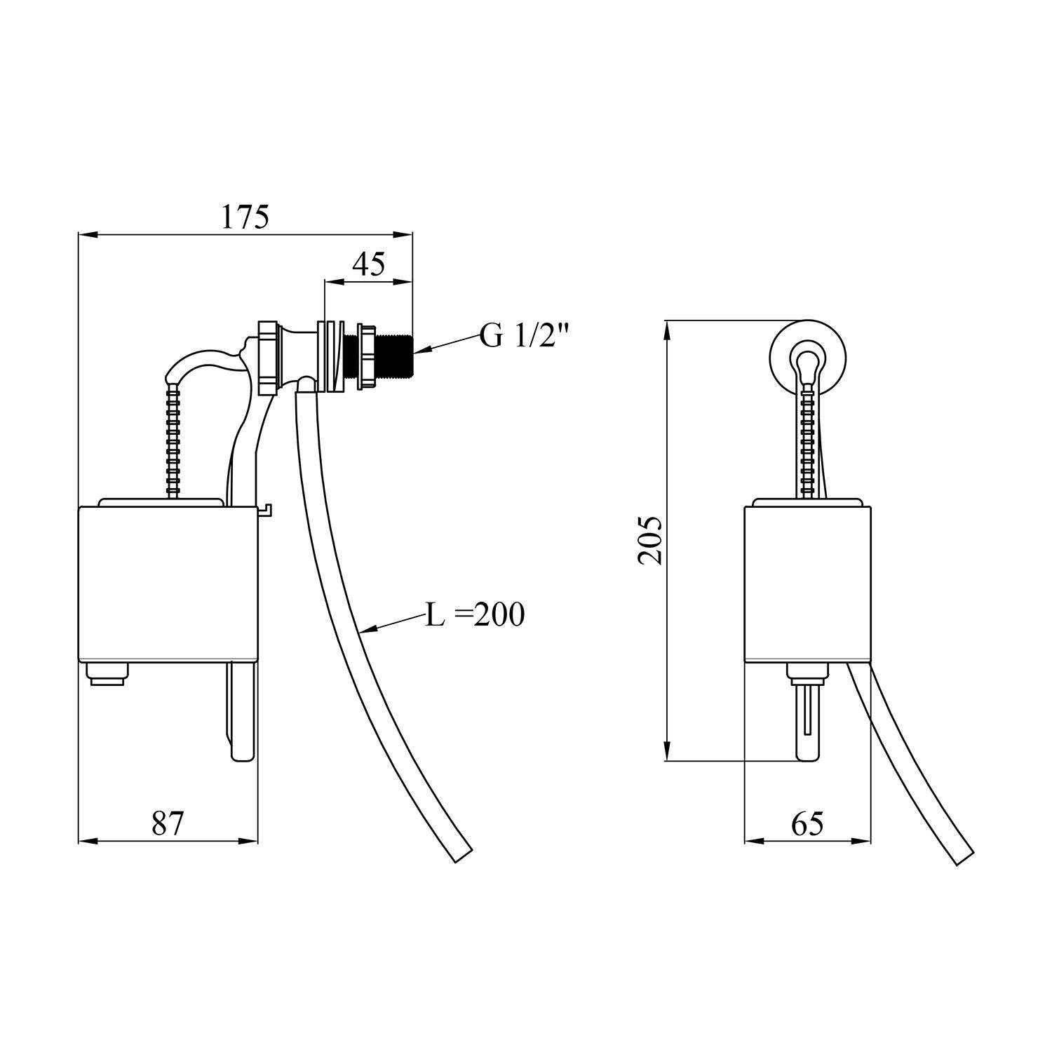Наливной клапан для бачка унитаза Kroner KRP SV54 с боковым подводом 1/2" (CV032089) - фото 2 Наливной клапан для бачка унитаза Kroner KRP SV54 с боковым подводом 1/2" (CV032089) - фото 2